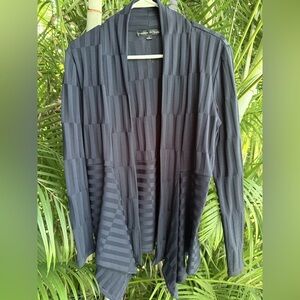 Preston & York Navy Blue Cascading Open Front Cardigan Lightweight Sweater